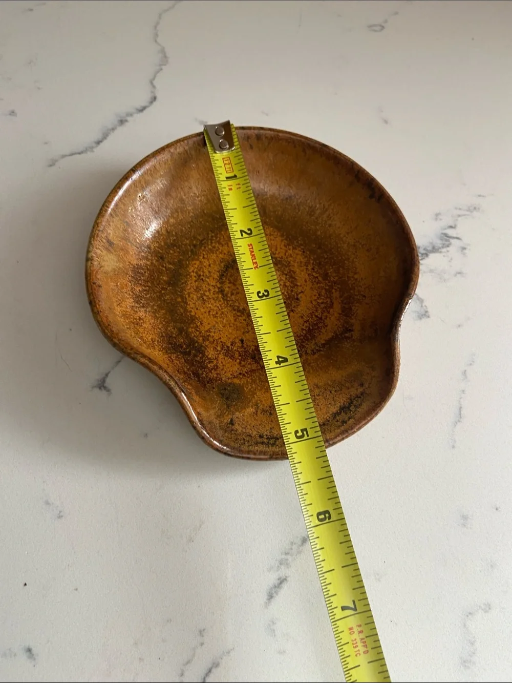 Vintage Studio Pottery Spoon Rest GPW Signed 1979 Brown Speckled Stoneware